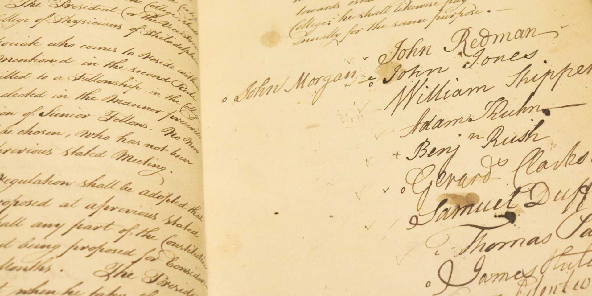 Register book with historical signatures