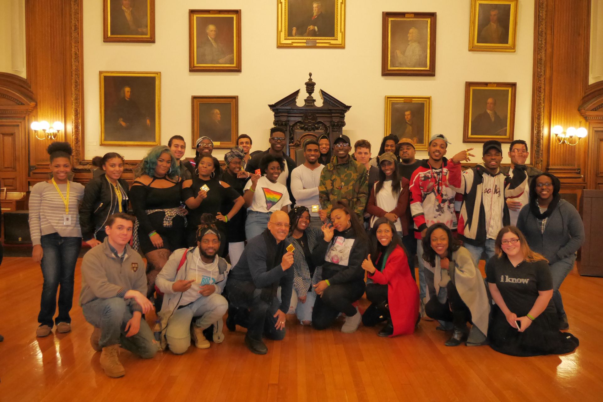 Group photo of Philly teens, students in the Teva and Out4STEM programs, artists from New Wave, and Dr. Loren Robinson and Senator Vincent Hughes at the 2017 National Black HIV/AIDS Awareness Day at the Mütter Museum on February 11, 2017