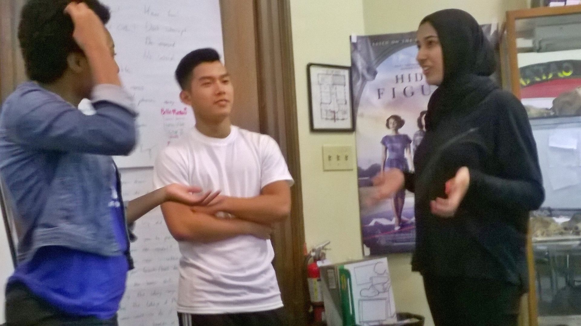 Students in the Teva Pharmaceuticals Internship Program act out a scene.