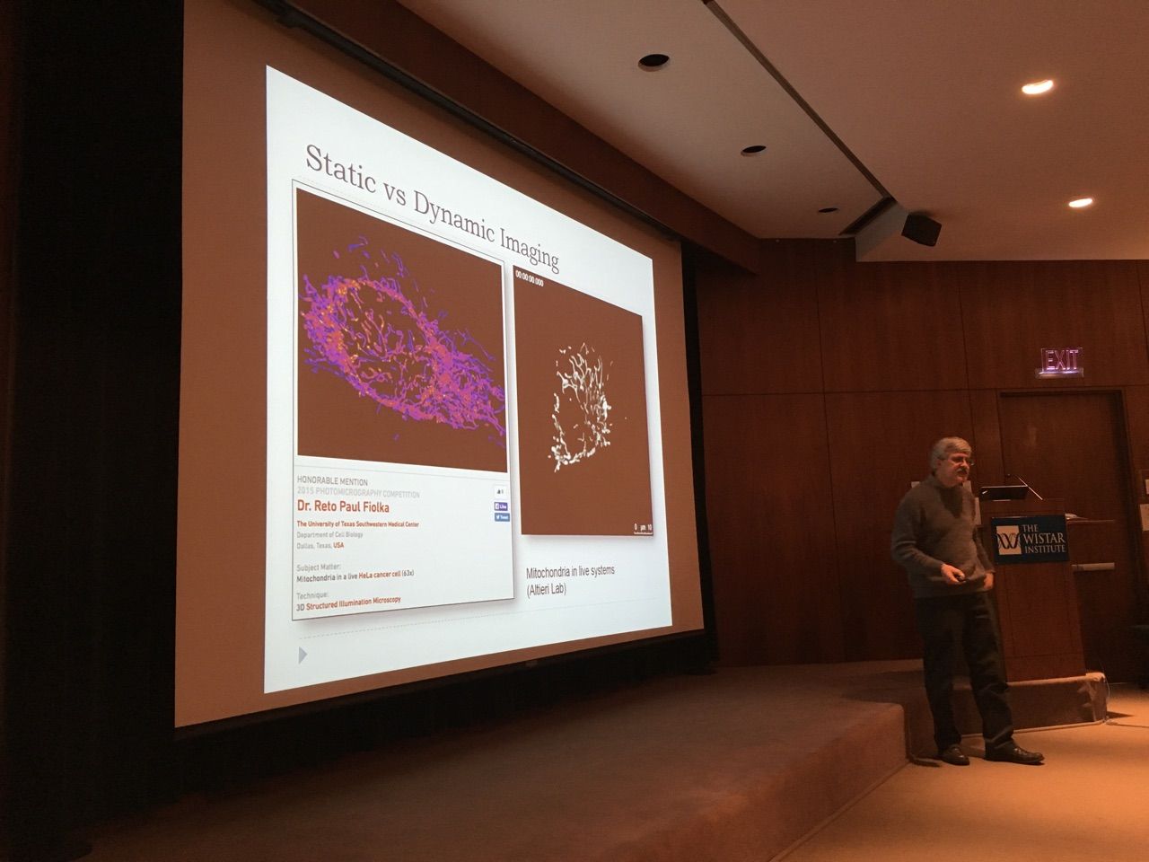 James Hayden presents different micro photographic techniques to the Karabots and Teva fellows 