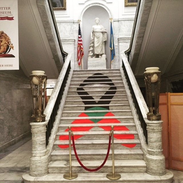 The completed ribbon commemorating National Black HIV/AIDS Awareness Day, 2/6/2016