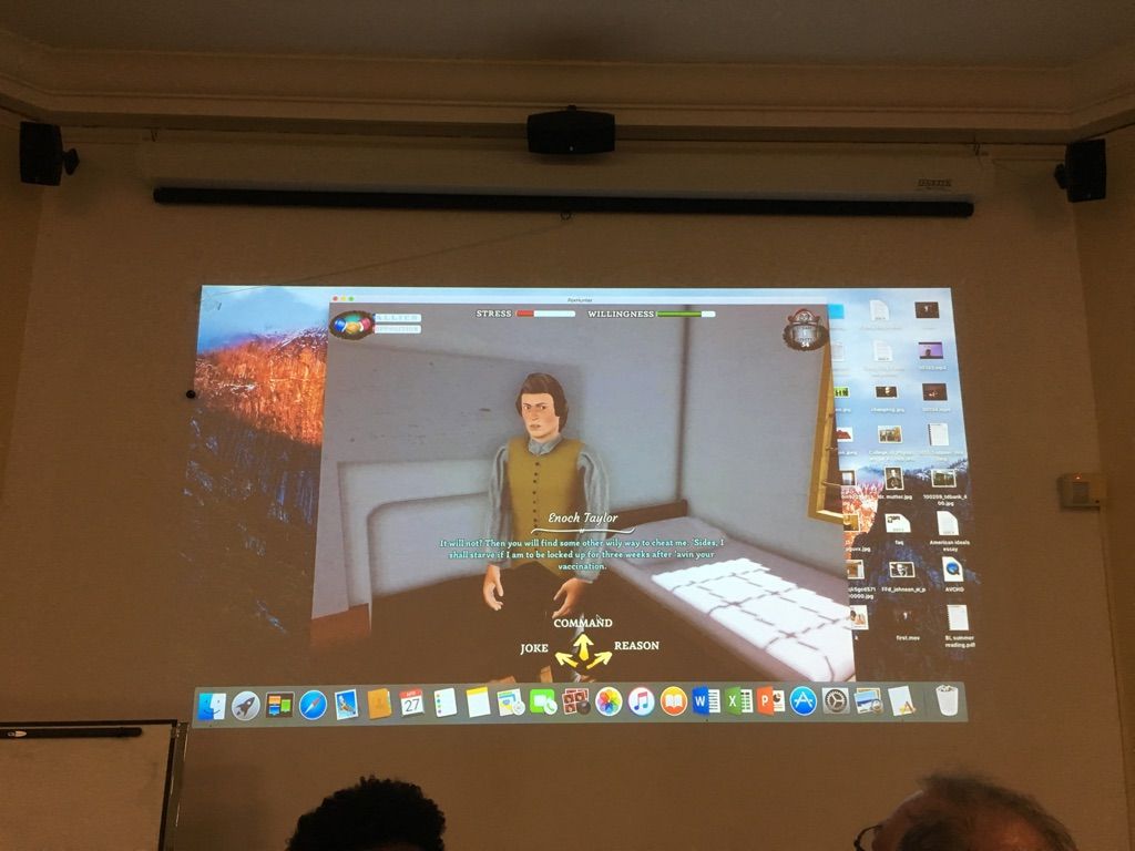 The Karabots Junior Fellows navigate The Pox Hunter, a vaccination theme game currently in development