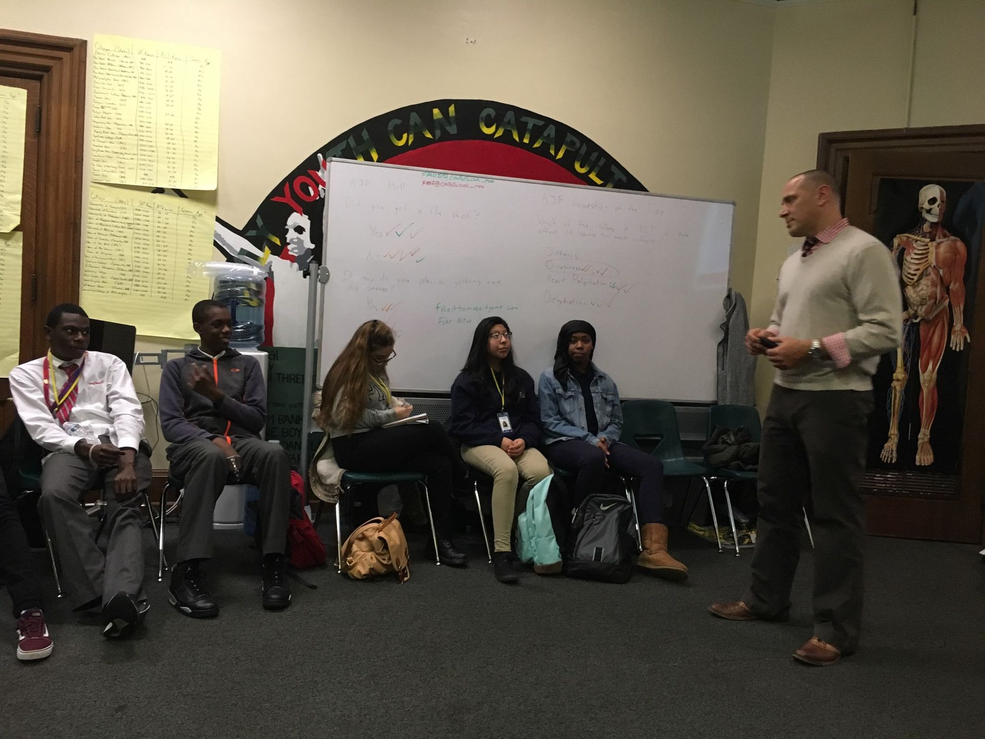 Students in the Krabots Junior Fellows Program speak with Robb Bassett, Interim Director of the Poison Control Center at Children's Hospital of Philadelphia