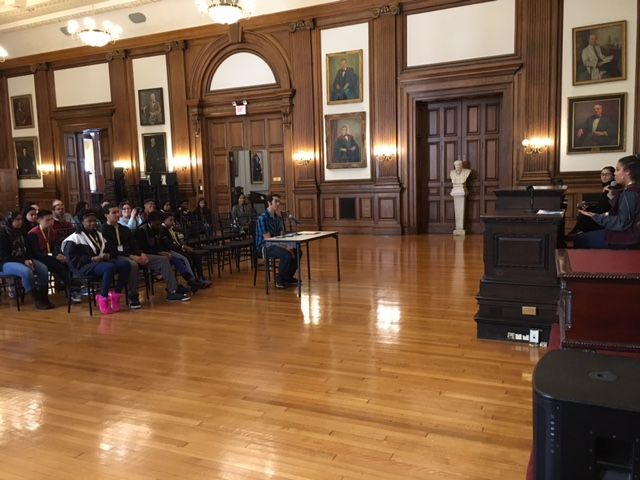 Student candidates present their party platforms to an audience of undecided voters at the Project Voice 2016 event